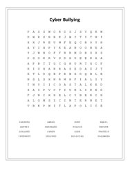 Cyber Bullying Word Scramble Puzzle