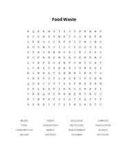 Food Waste Word Search Puzzle