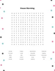 House Warming Word Search Puzzle