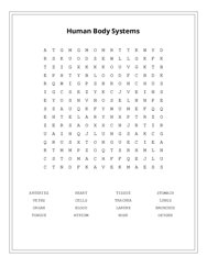 Human Body Systems Word Search Puzzle