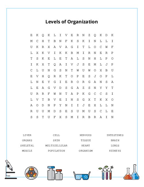 Levels of Organization Word Search Puzzle