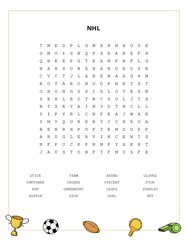 NHL Word Search Puzzle