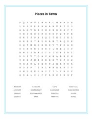 Places in Town Word Scramble Puzzle