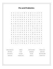 Pre and Probiotics Word Scramble Puzzle