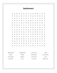 Settlement Word Search Puzzle