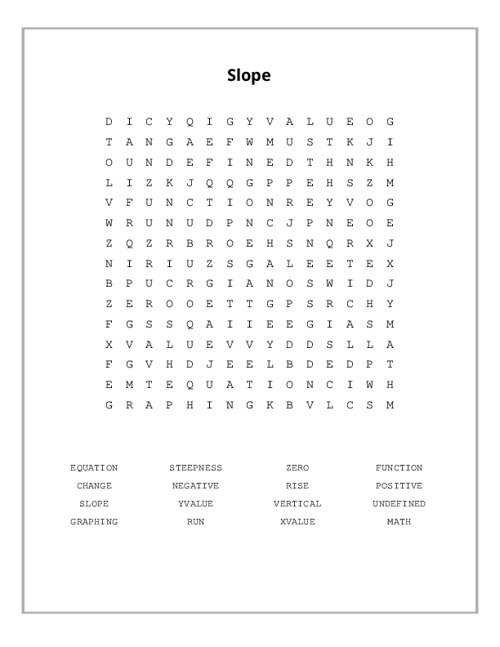 Slope Word Search Puzzle