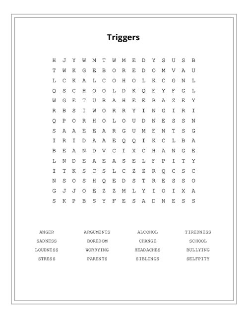 Triggers Word Search Puzzle