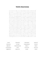 Victim Awareness Word Search Puzzle