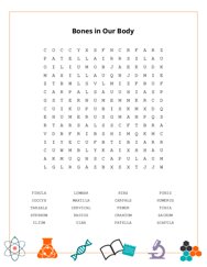Bones in Our Body Word Search Puzzle