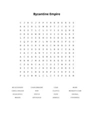 Byzantine Empire Word Scramble Puzzle