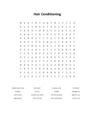 Hair Conditioning Word Scramble Puzzle
