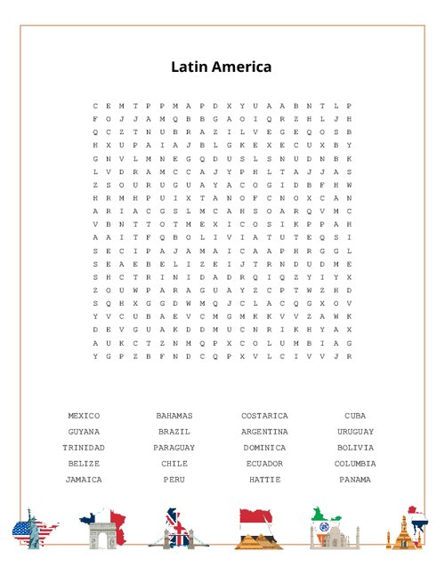 Latin America Word Search