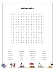 Latin America Word Scramble Puzzle