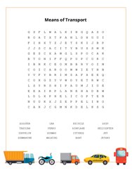 Means of Transport Word Scramble Puzzle
