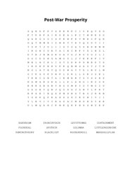 Post-War Prosperity Word Search Puzzle