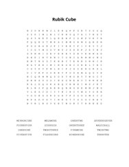 Rubik Cube Word Search Puzzle