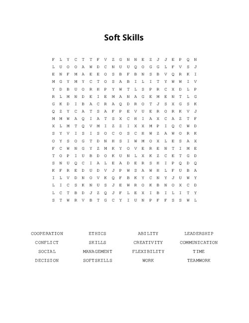 Soft Skills Word Search Puzzle