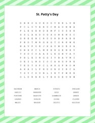 St. Pattys Day Word Search Puzzle