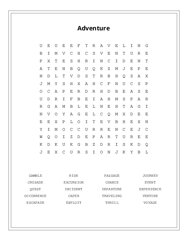 Adventure Word Scramble Puzzle