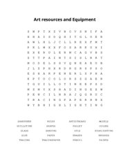 Art resources and Equipment Word Search Puzzle