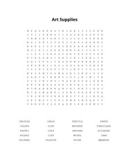 Art Supplies Word Scramble Puzzle