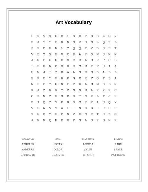 vocabulary word art