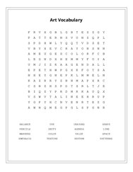 Art Vocabulary Word Search Puzzle