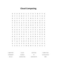 Cloud Computing Word Scramble Puzzle