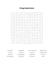 Drug Awareness Word Search Puzzle