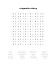 Independent Living Word Search Puzzle