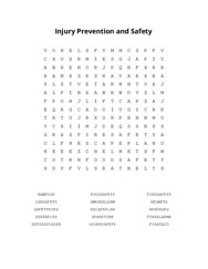 Injury Prevention and Safety Word Scramble Puzzle