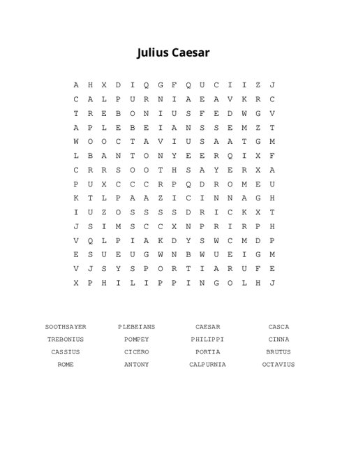 Julius Caesar Word Search Puzzle