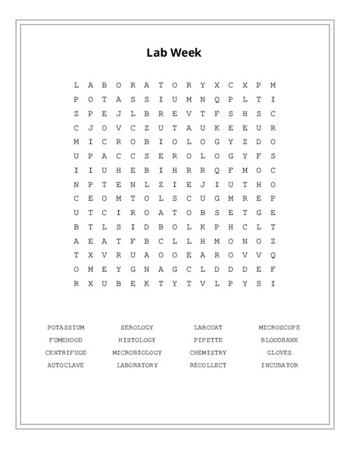Lab Week Word Search Puzzle