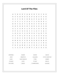 Lord Of The Flies Word Scramble Puzzle