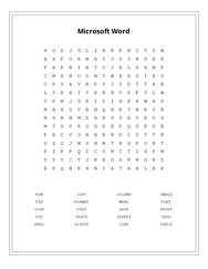 Microsoft Word Word Search Puzzle