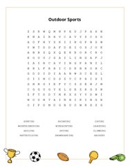 Outdoor Sports Word Search Puzzle