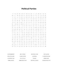 Political Parties Word Search Puzzle