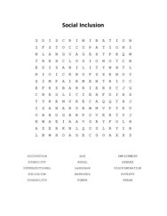 Social Inclusion Word Search Puzzle