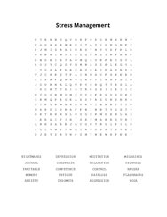 Stress Management Word Scramble Puzzle