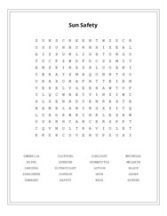 Sun Safety Word Search Puzzle