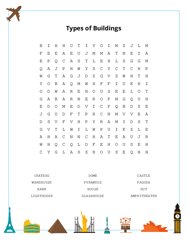 Types of Buildings Word Search Puzzle
