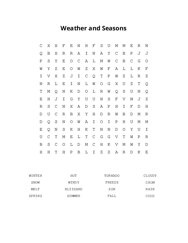 Weather and Seasons Word Scramble Puzzle