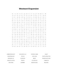 Westward Expansion Word Search Puzzle