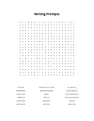 Writing Prompts Word Search Puzzle