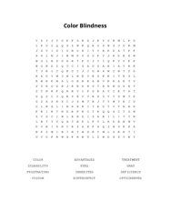 Color Blindness Word Search Puzzle