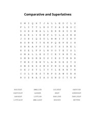 Comparative and Superlatives Word Search Puzzle