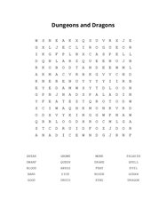Dungeons and Dragons Word Search Puzzle