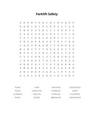 Forklift Safety Word Scramble Puzzle
