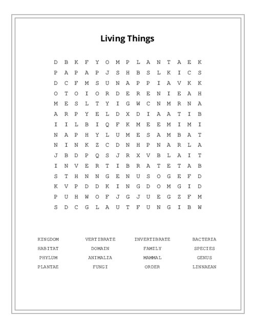 living-things-word-search