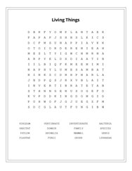 Living Things Word Search Puzzle